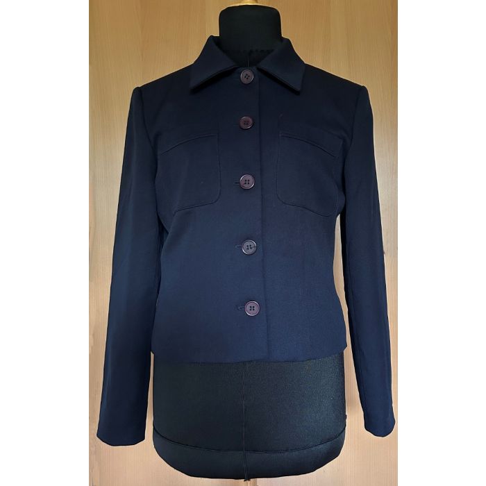 Kort, marineblå vintage jakke fra franske Pigalle, str. S, ubrugt