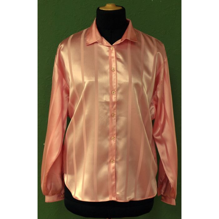 Rosa skjortebluse i blank satin fra Eurofashion, str. 38. Fin og velholdt, ingen brugsspor