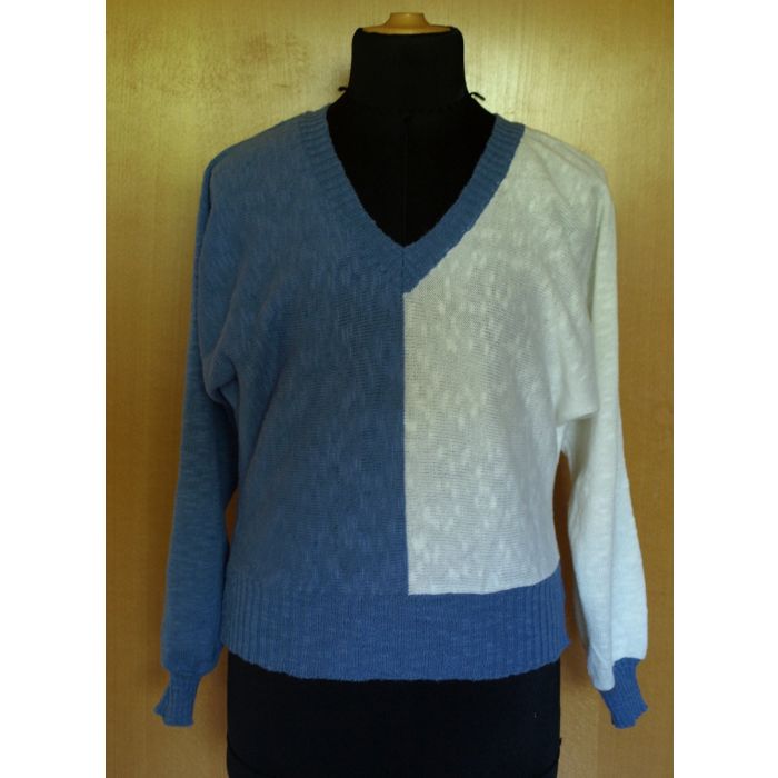 Vintage strikbluse med flagermusærmer fra Bani, Made in Denmark, str. 38, ubrugt