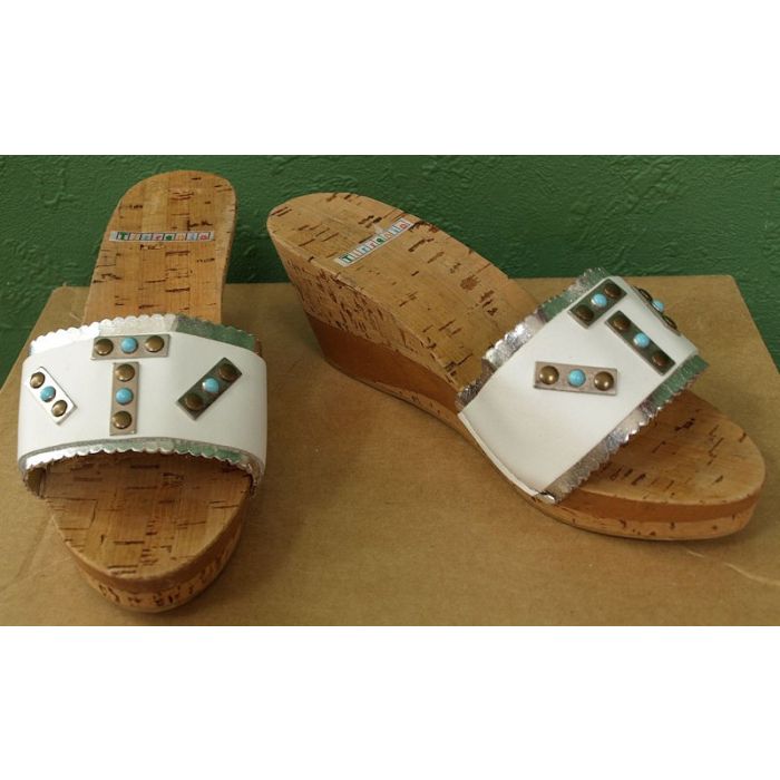 Vintage sandal med korkhæle, str. 38, 80erne