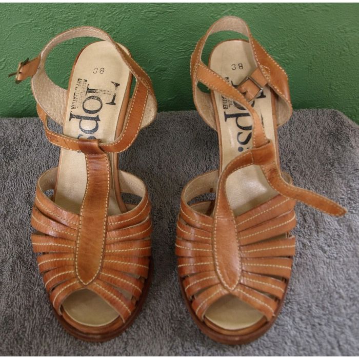 Vintage skindsandal fra Tops, str. 38, 80erne