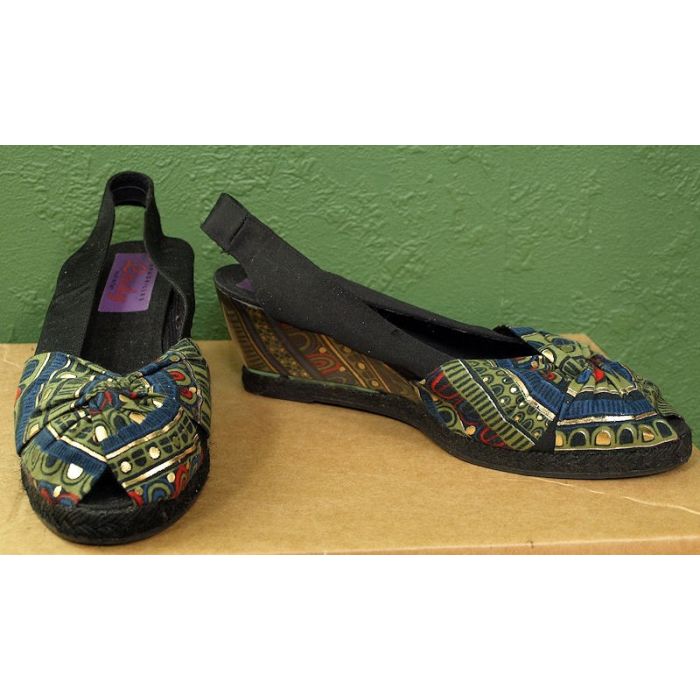 Vintage slingback i stof fra italienske Lady, str. 38, 80erne