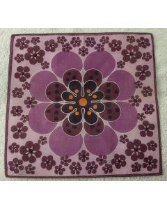 4 lilla, mønstrede Vintage lommetørklæder af den spanske kunstner Castaño, Madrid