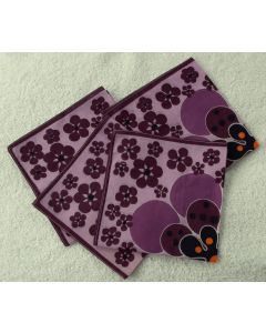 4 lilla, mønstrede Vintage lommetørklæder af den spanske kunstner Castaño, Madrid