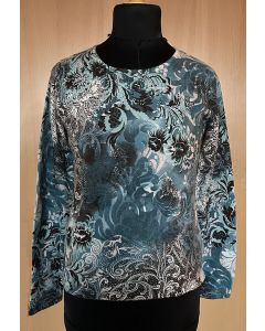 Blomstret strikbluse i blå nuancer fra Gerry Weber, str. 36