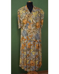 Blomstret Vintage sæt i gyldne nuancer, str. M, 80erne