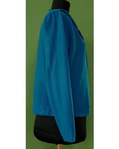 Blå bluse i let strik med pyntesten/diamant, str. S, ubrugt