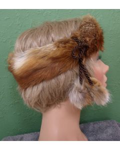 Brunt Vintage pandebånd i rævepels, 80erne