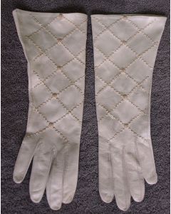 Cremefarvede, semilange vintage handsker, str. 7½