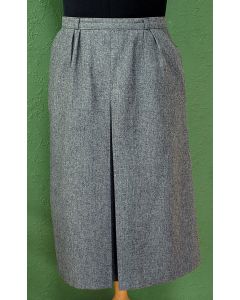 Gråmeleret vintage nederdel i uld, str. 36, ubrugt