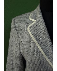 Grånistret Vintage jakke med 3/4 lange ærmer fra Delmod, str. 38, 80erne