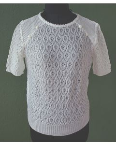 Hvid vintage bluse i mønsterstrik fra engelske jb, Str. M, ubrugt