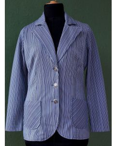 Hvid og blå stribet Vintage blazer i jersey fra Loft, str. 40, 80erne