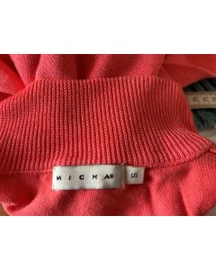 Koralrød, kortærmet bluse med turtleneck fra Micha, str. S, ubrugt
