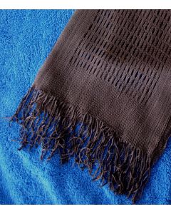 Langt, brunt vintage tørklæde med frynser, ubrugt