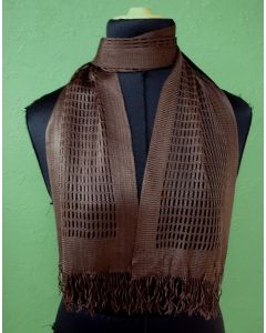 Langt, brunt vintage tørklæde med frynser, ubrugt