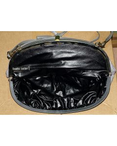 Lysegrå vintage skuldertaske i lysegråt skind, ubrugt