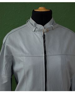 Lysegrå vintage jakke i skind, str. 36/38, ubrugt