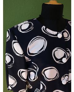 Marineblå Vintage blusejakke med hvide bomber, fra Eurofashion, str. 38, 80s