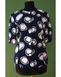 Marineblå Vintage blusejakke med hvide bomber, fra Eurofashion, str. 38, 80s