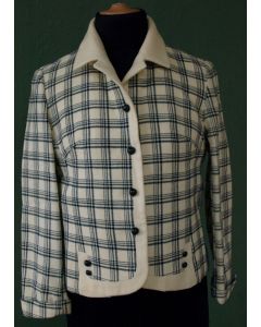 Råhvid, ternet Vintage jakke, Ravens Modell fra Magasin, str. 38, 80erne