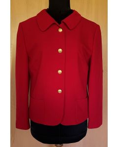 Kort, rød jakke formentlig fra Brandtex i str. 38, velholdt