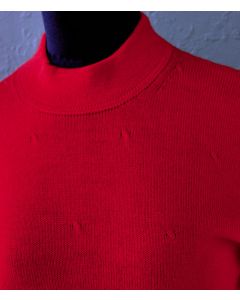 Rød, kortærmet strikbluse med turtleneck, str. 38. Ubrugt