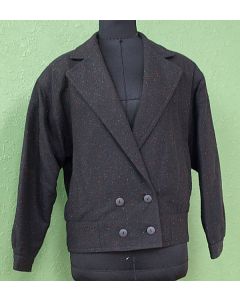 Sort, dobbeltradet blazerjakke, helforet i str, 38. Ubrugt