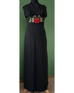 Sort ,lang Vintage selskabskjole, str. 36, 70/80erne