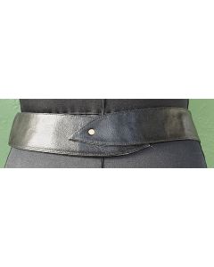 Sort Vintage bælte i læder med guldpynt, 80s