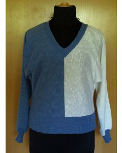 Vintage strikbluse med flagermusærmer fra Bani, Made in Denmark, str. 38, ubrugt