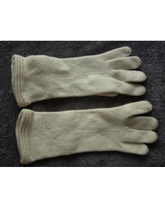 Strikkede vintage handsker med perler, str. 7½, 60erne