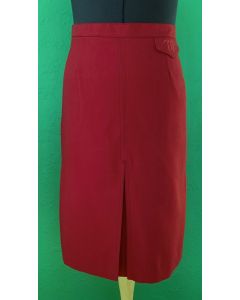 Vinrød vintage nederdel med wienerlæg, str. XS, velholdt