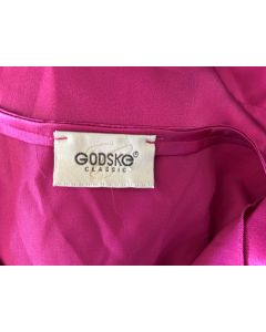 Fuchsiafarvet bluse med vandfaldskrave fra Godske, str. 34, ubrugt