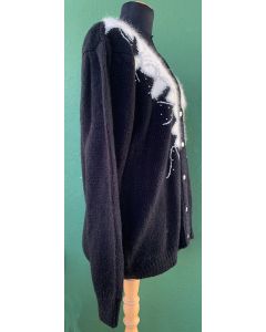 Sort, strikket vintage cardigan fra Up-design. Ubrugt