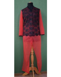 Vintage negligee/pyjamas med fine blonder fra Frivolités, 70erne