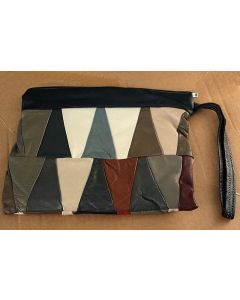 Vintage clutch i skind med flere farver, 70s. Ubrugt