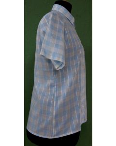 Vintage skjortebluse i lyseblå tern fra Brandtex, str. 36, 80s