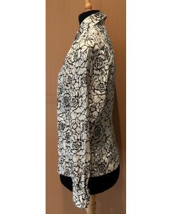 Vintage skjortebluse med rosenmønster, str. 36, 80erne