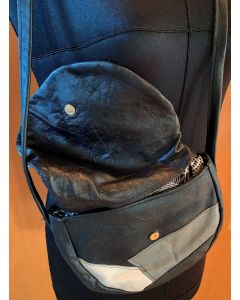Vintage skuldertaske med lapper, 70erne