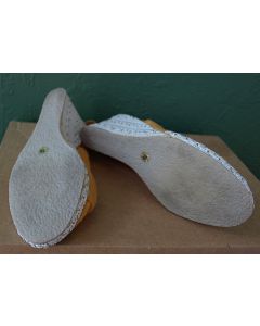 Vintage stofsandal med kinahæl i flet, str. 38, 70erne