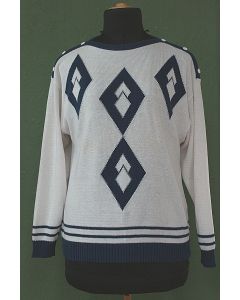Vintage strikbluse i bomuld og polyakryl, str. 38. Velholdt ingen brugsspor