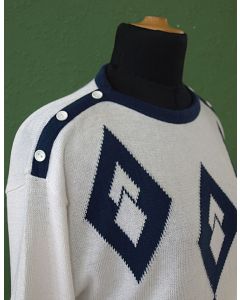 Vintage strikbluse i bomuld og polyakryl, str. 38. Velholdt ingen brugsspor