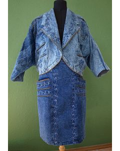 Superflot vintage sæt i denim, str. XL