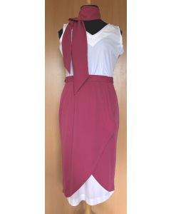 Vintage sæt med top, slå-om nederdel og tørklæde, str. 38, 70erne