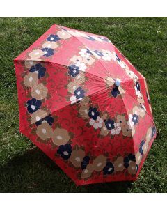 Vintage taskeparaply med blomsterprint, 70erne