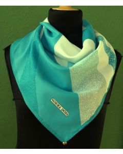 Vintage tørklæde i turkise nuancer fra Norma Dori, ubrugt