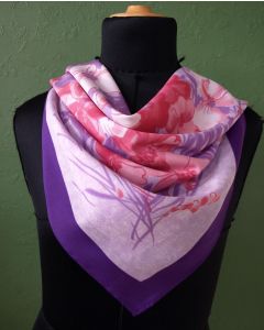 Vintage tørklæde i flotte lilla og lyserøde nuancer, ubrugt