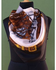 Vintage tørklæde med hestemotiver