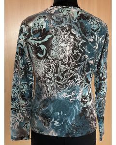 Blomstret strikbluse i blå nuancer fra Gerry Weber, str. 36